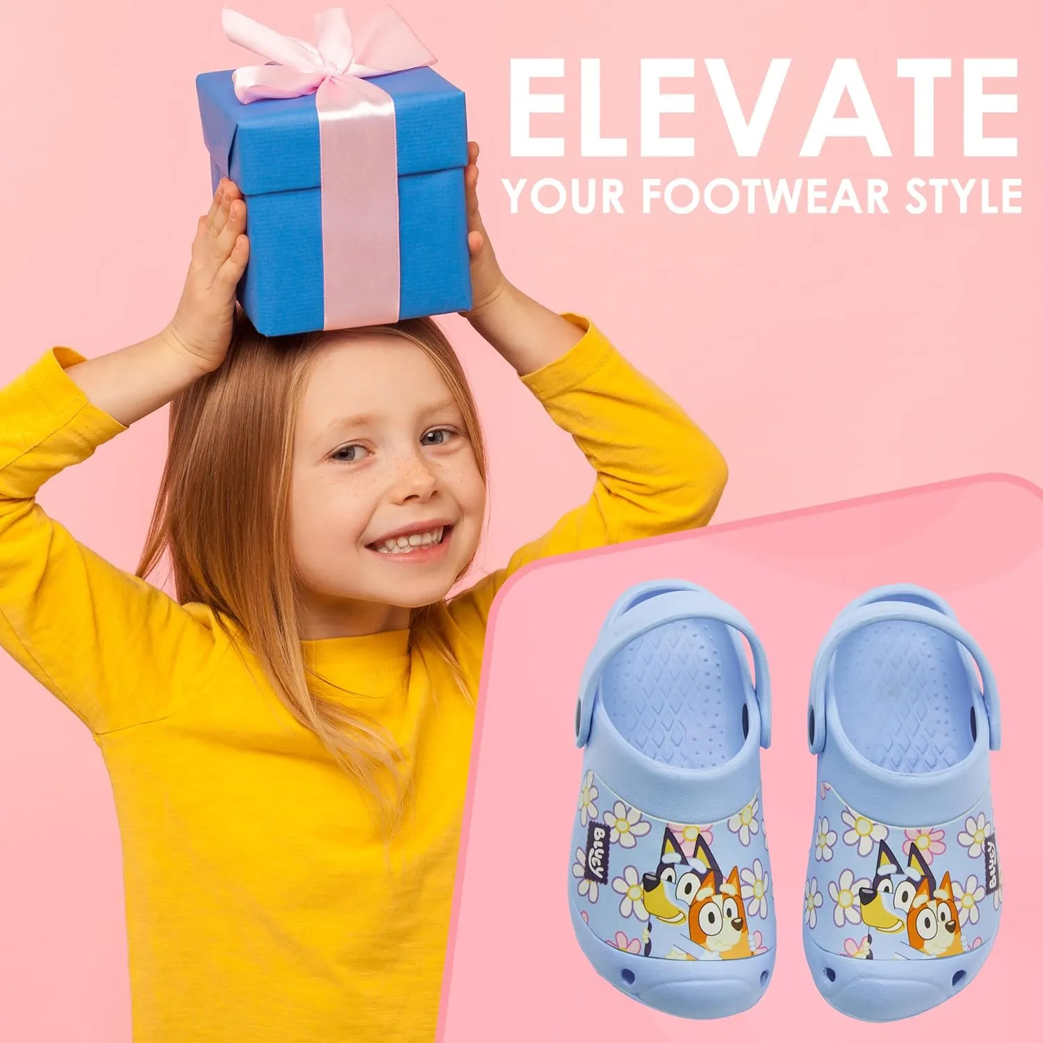 Bluey Clogs for Kids Cute Toddler Garden Shoes Slip On with Ankle Strap Indoor Outdoor Sandals House Slippers Beach Holiday Elementary School