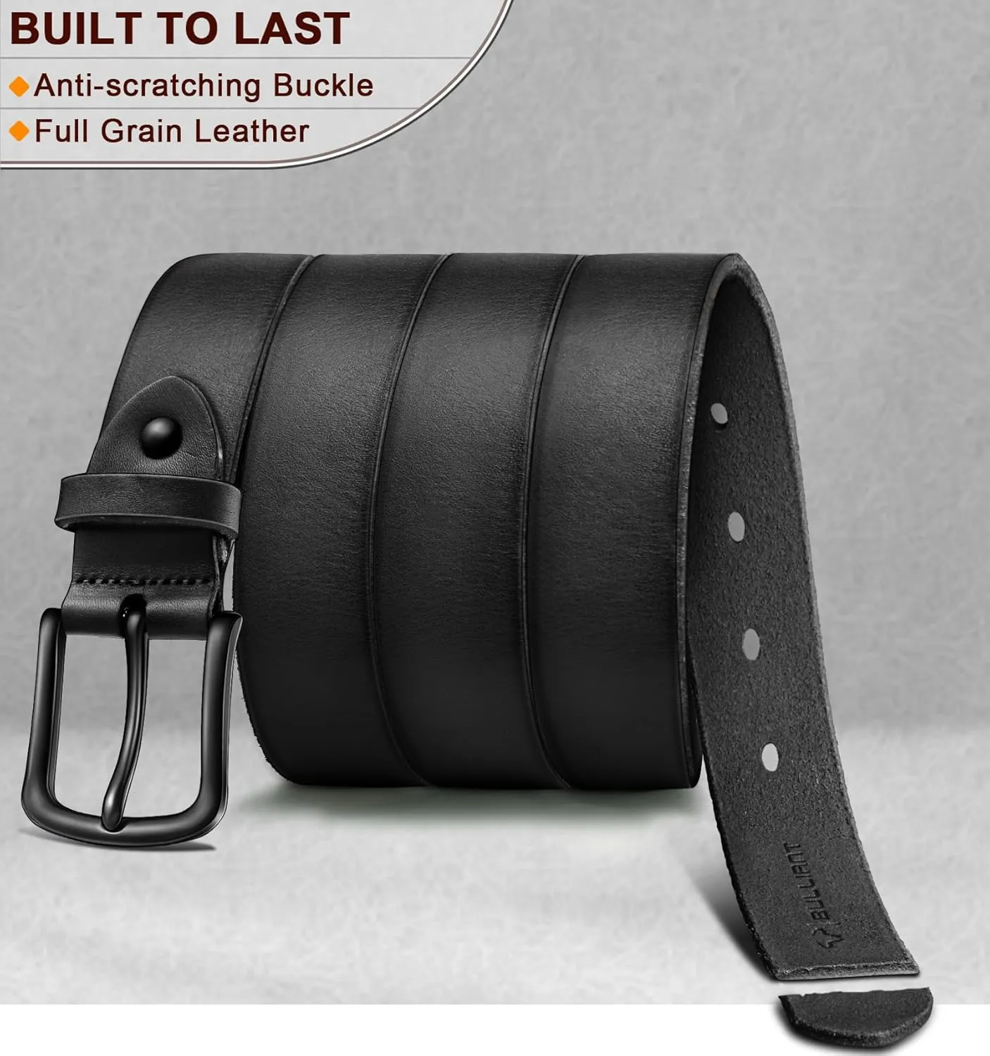 BULLIANT Men Belt 2Pack-Leather Belt 7Holes Comfortable For Men's Dress Casual Jeans 1 3/8"
