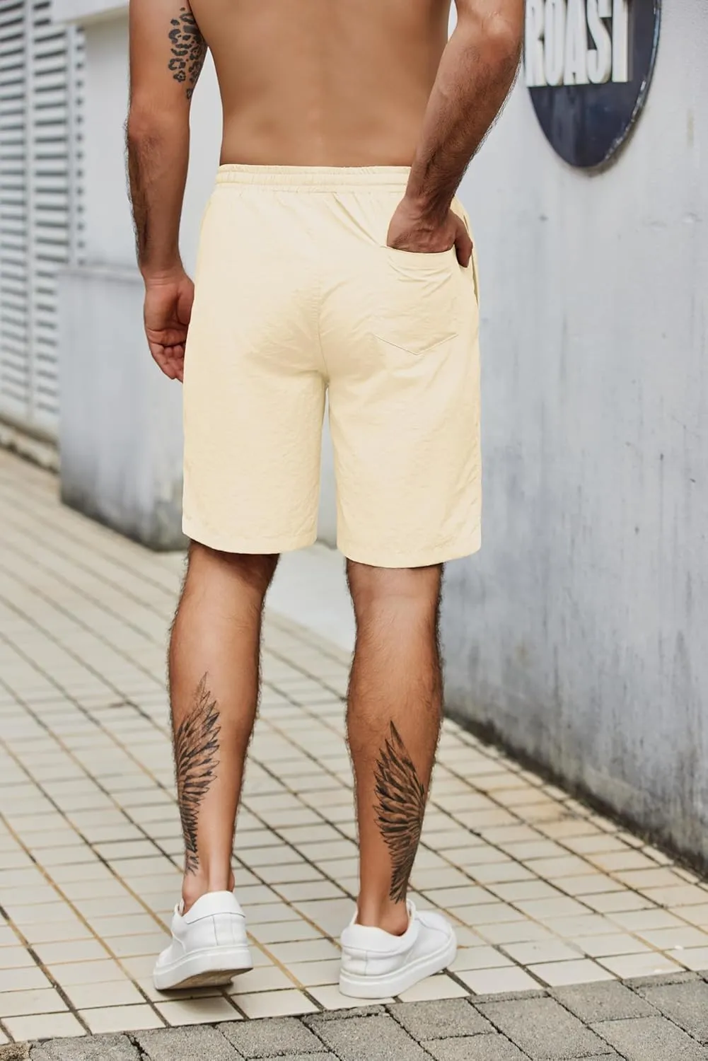 COOFANDY Men's Casual Shorts Elastic Waist Drawstring Lightweight Dry Quick Summer Beach Shorts