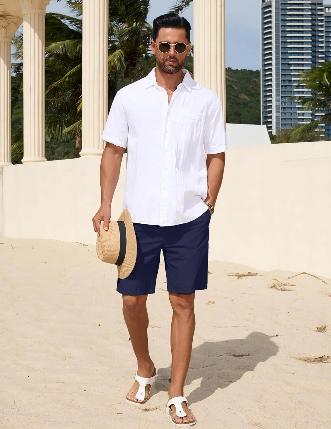 COOFANDY Men's Casual Shorts Elastic Waist Drawstring Lightweight Dry Quick Summer Beach Shorts