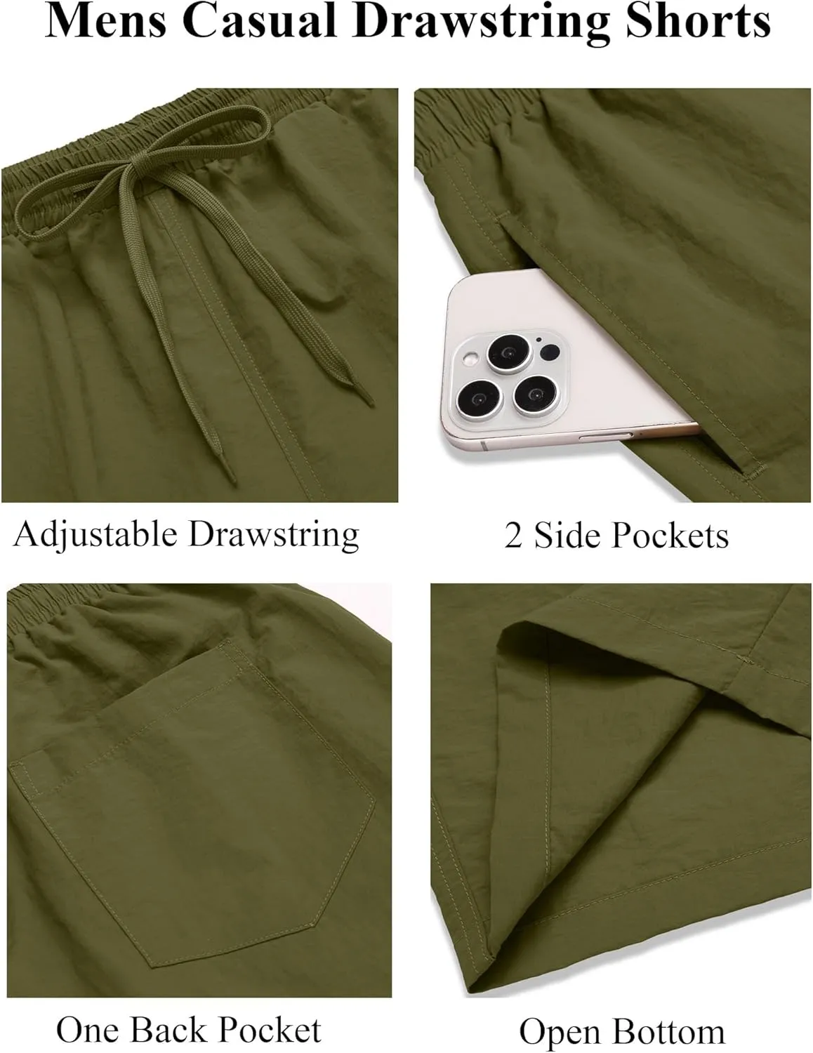 COOFANDY Men's Casual Shorts Elastic Waist Drawstring Lightweight Dry Quick Summer Beach Shorts