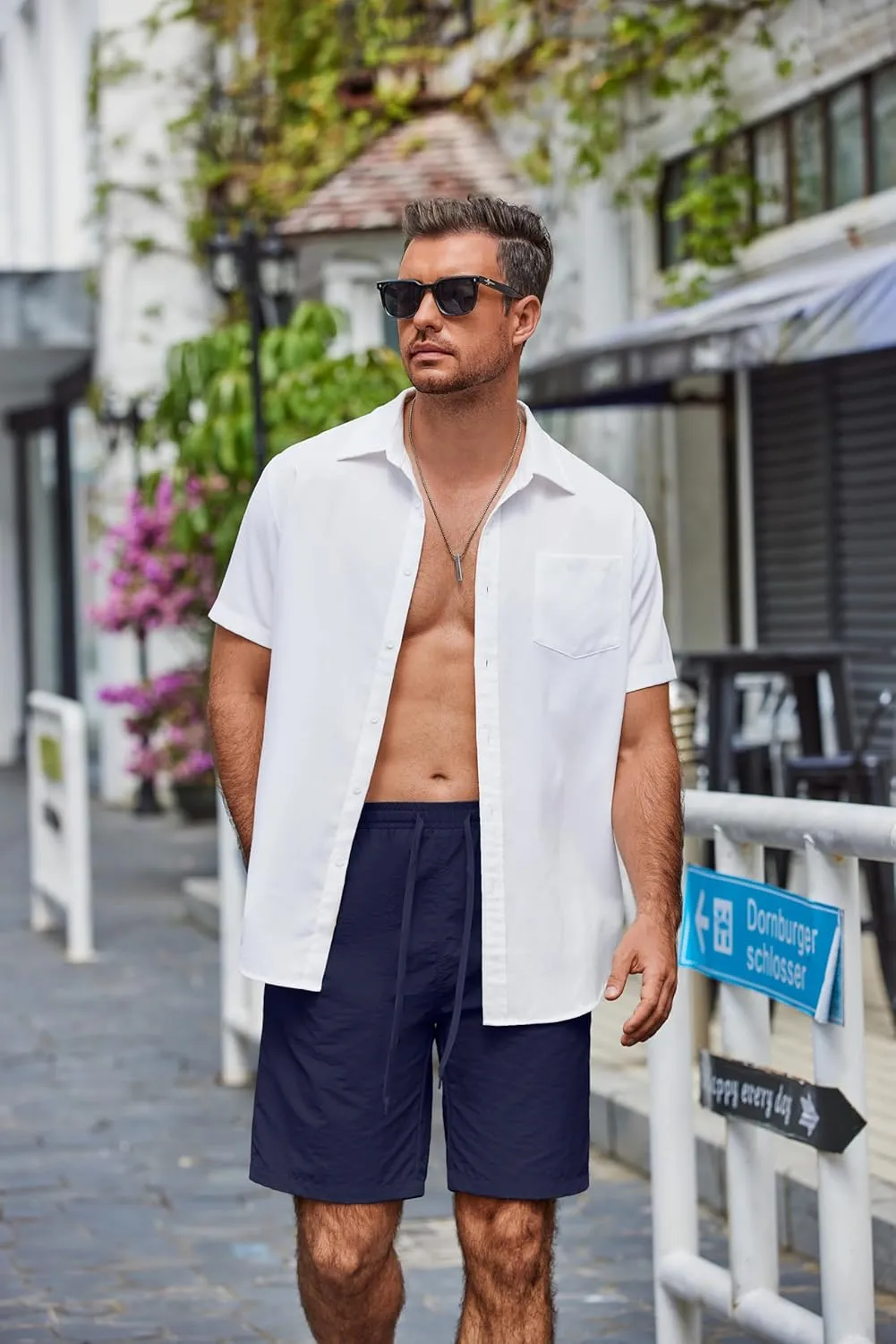 COOFANDY Men's Casual Shorts Elastic Waist Drawstring Lightweight Dry Quick Summer Beach Shorts