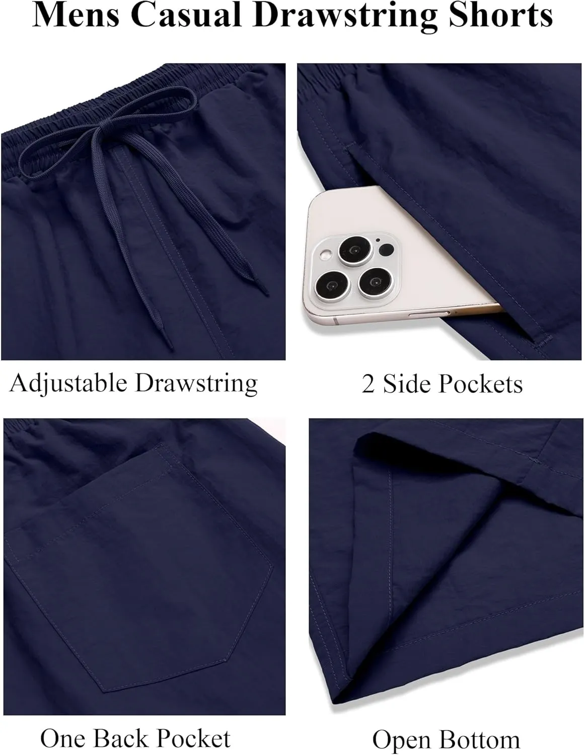 COOFANDY Men's Casual Shorts Elastic Waist Drawstring Lightweight Dry Quick Summer Beach Shorts