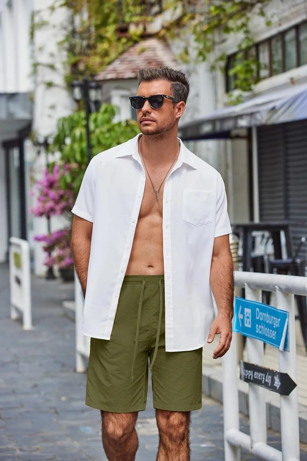 COOFANDY Men's Casual Shorts Elastic Waist Drawstring Lightweight Dry Quick Summer Beach Shorts