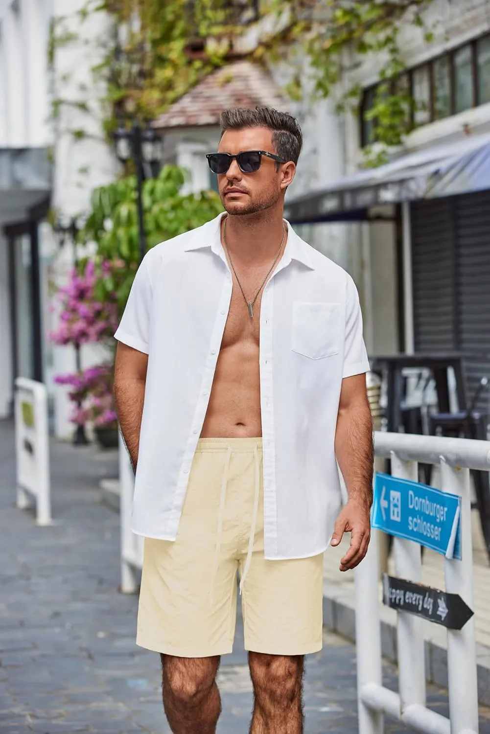 COOFANDY Men's Casual Shorts Elastic Waist Drawstring Lightweight Dry Quick Summer Beach Shorts