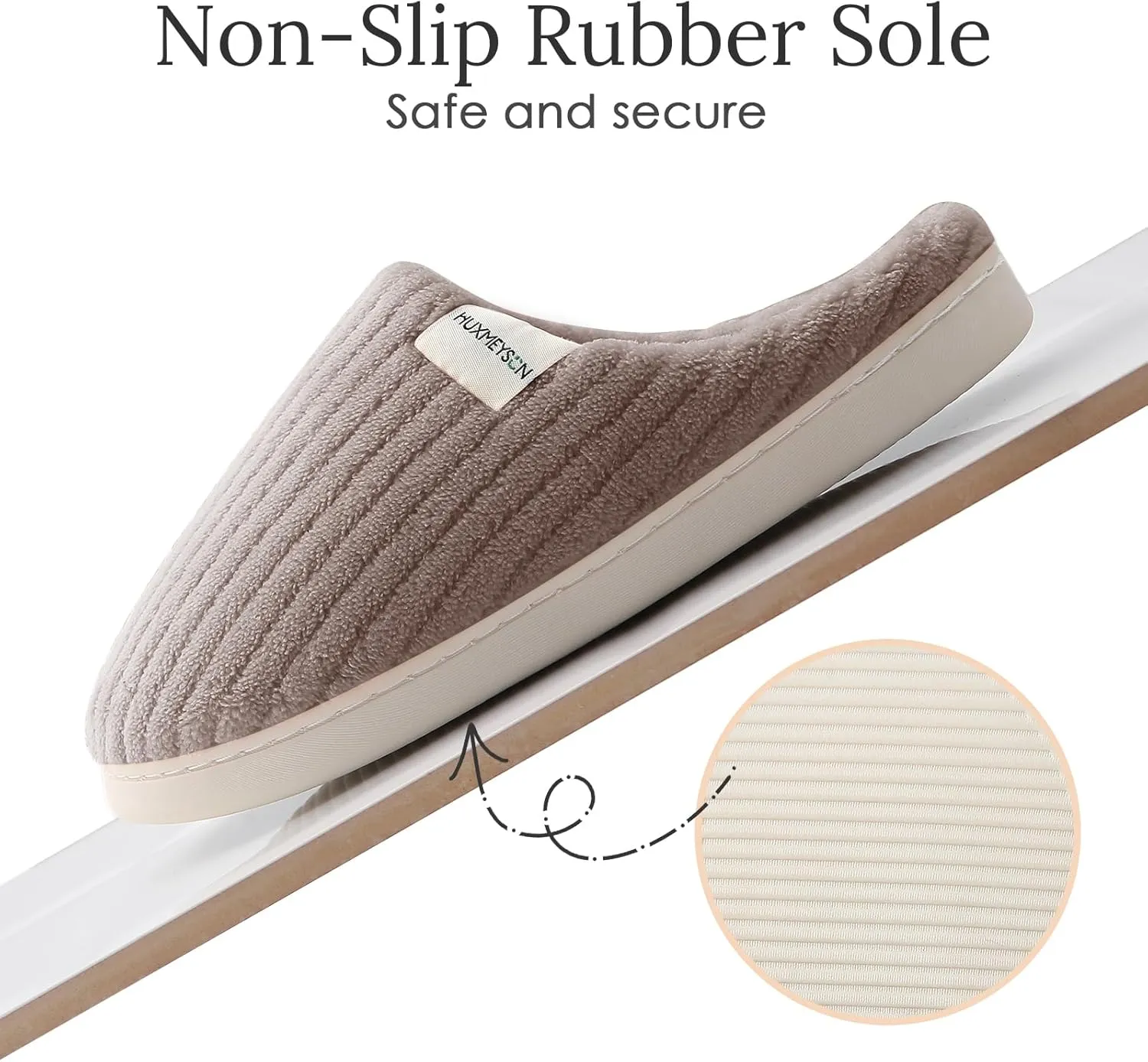 HUXMEYSON Slippers for Women, Warm Memory Foam Comfy House Slippers with Anti-Skid Rubber Sole for Indoor and Outdoor