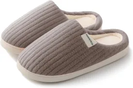 HUXMEYSON Slippers for Women, Warm Memory Foam Comfy House Slippers with Anti-Skid Rubber Sole for Indoor and Outdoor