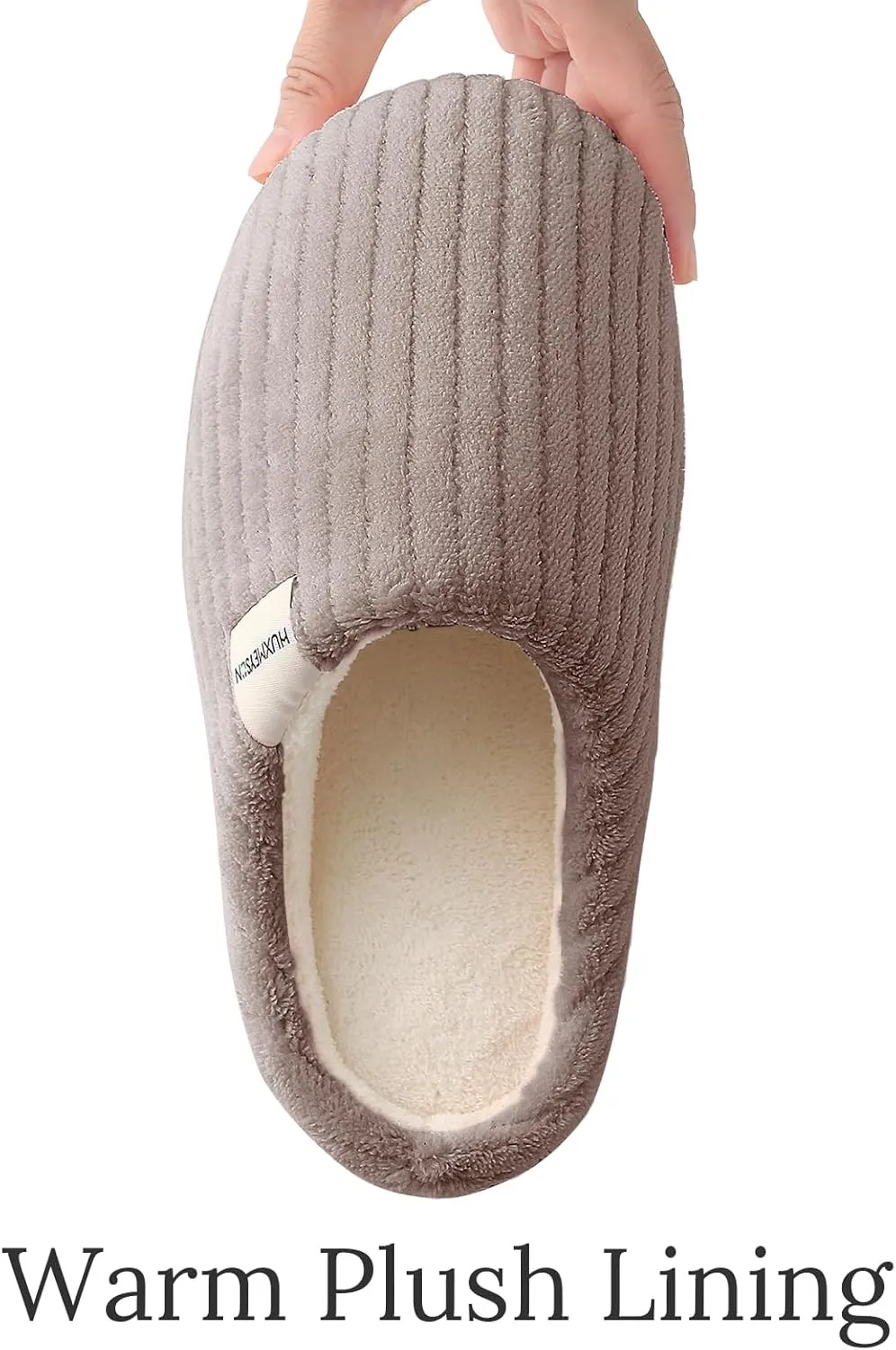 HUXMEYSON Slippers for Women, Warm Memory Foam Comfy House Slippers with Anti-Skid Rubber Sole for Indoor and Outdoor