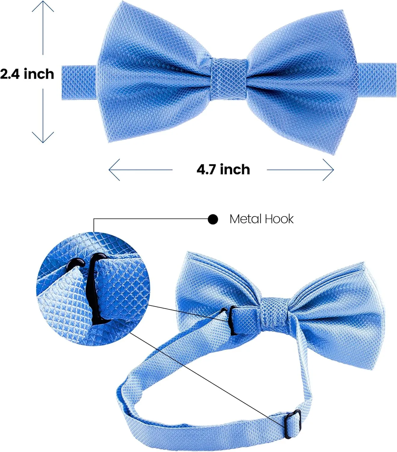 Man of Men Bow Ties for Men Pre-Tied Formal Tuxedo Bowtie - Adjustable Length - Huge Variety Colors Available