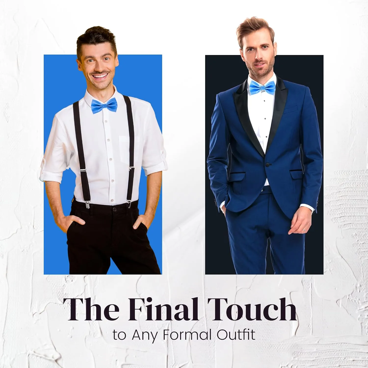 Man of Men Bow Ties for Men Pre-Tied Formal Tuxedo Bowtie - Adjustable Length - Huge Variety Colors Available