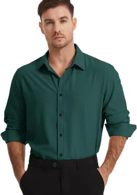 Men's Dress Shirts Solid Wrinkle-Free Long Sleeve Button Down Shirt Regular Fit Formal Shirts