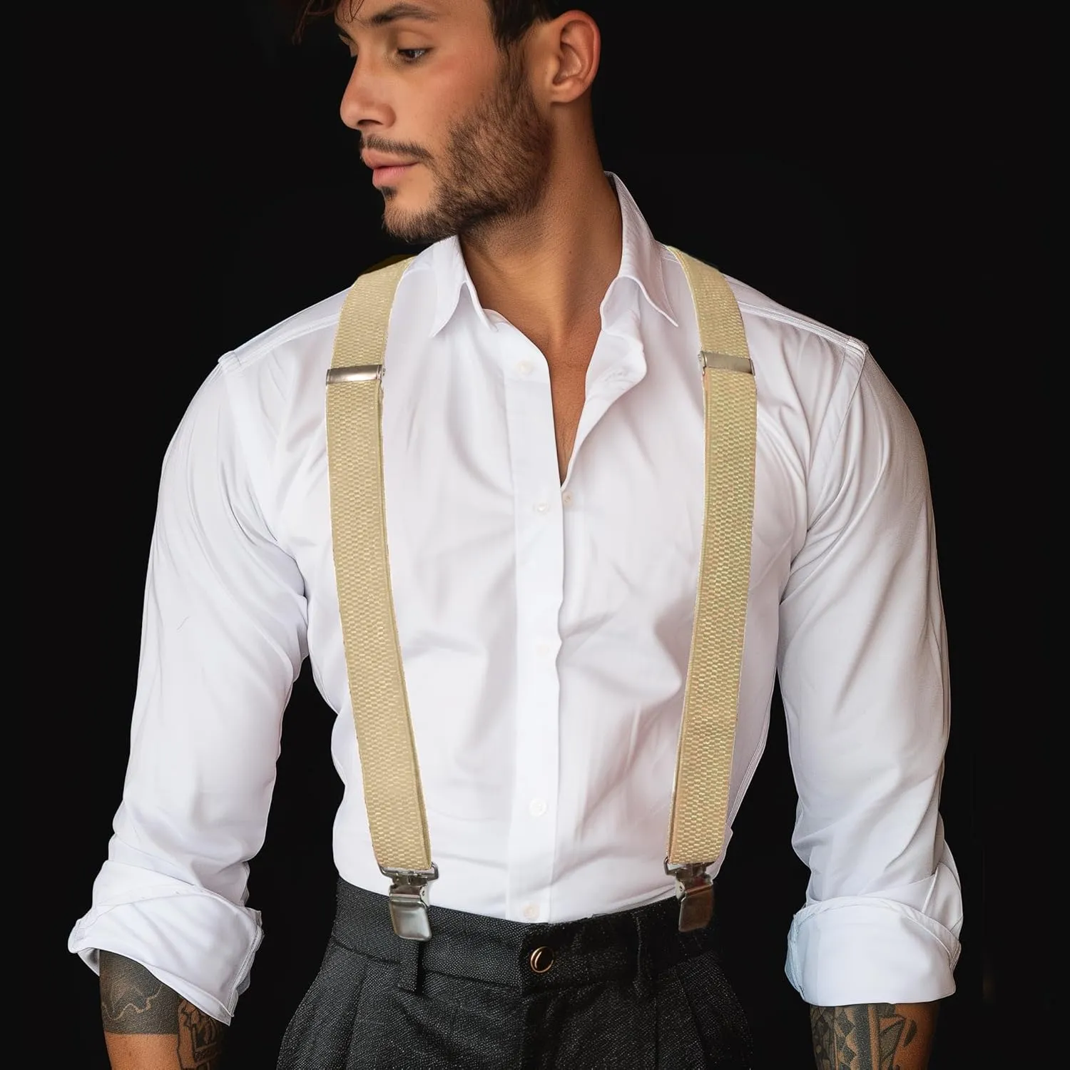 Mens Suspender with Very Strong Metal Clips 3.8cm Wide Heavy Duty Suspender
