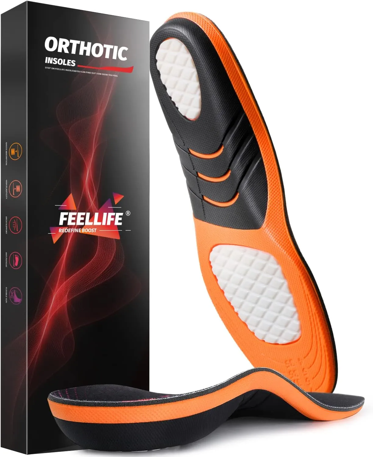 Plantar Fasciitis Relief Shoe Insoles [1-Pair], Arch Support Insoles, Running Athletic Gel Shoe Inserts, Orthotic Inserts for Arch Pain [Trim to Fit: Men 6-10/Women 7-11]