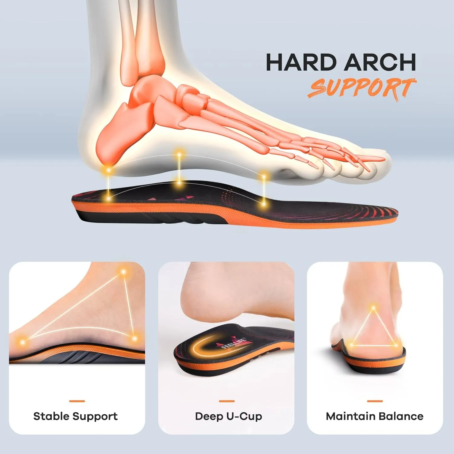 Plantar Fasciitis Relief Shoe Insoles [1-Pair], Arch Support Insoles, Running Athletic Gel Shoe Inserts, Orthotic Inserts for Arch Pain [Trim to Fit: Men 6-10/Women 7-11]