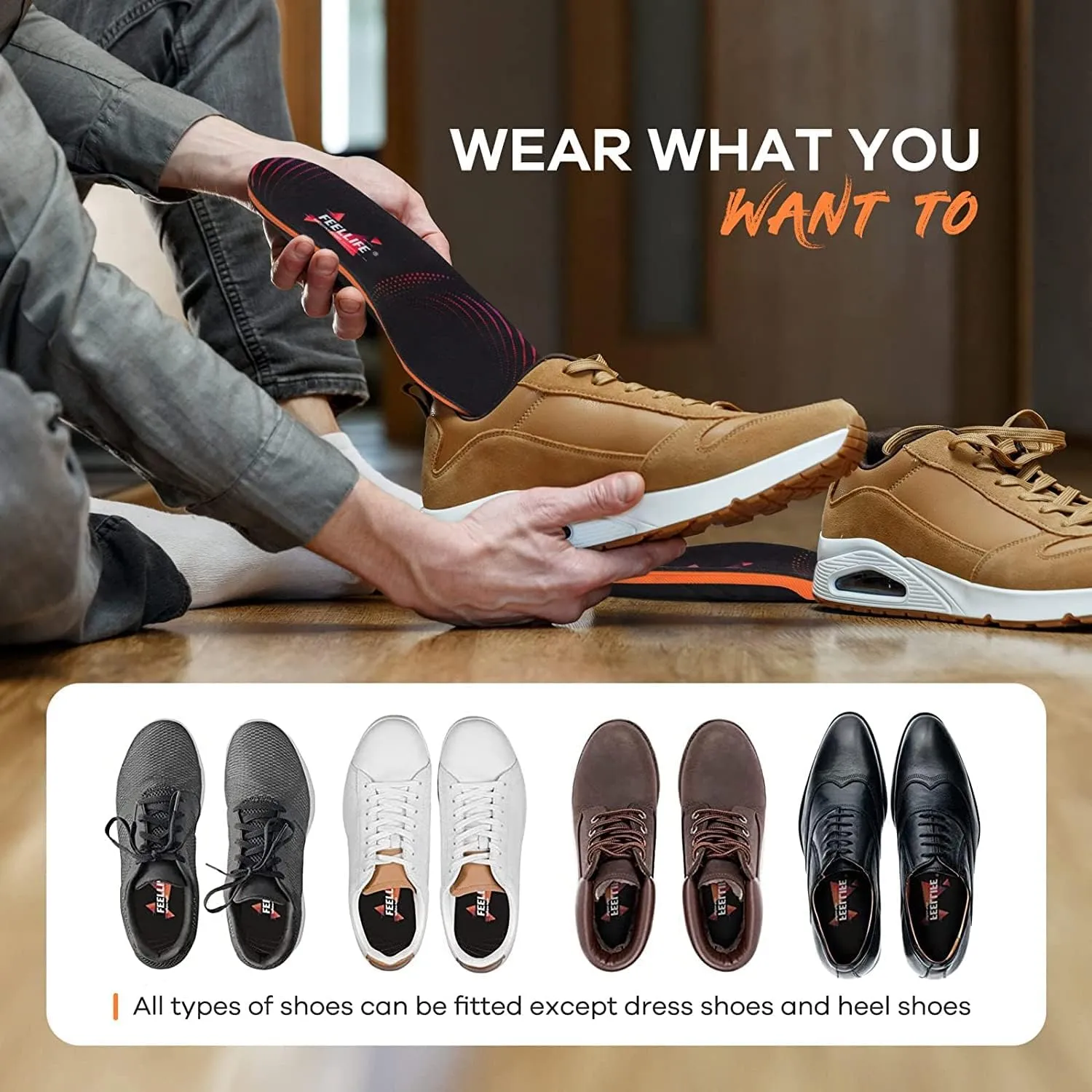 Plantar Fasciitis Relief Shoe Insoles [1-Pair], Arch Support Insoles, Running Athletic Gel Shoe Inserts, Orthotic Inserts for Arch Pain [Trim to Fit: Men 6-10/Women 7-11]
