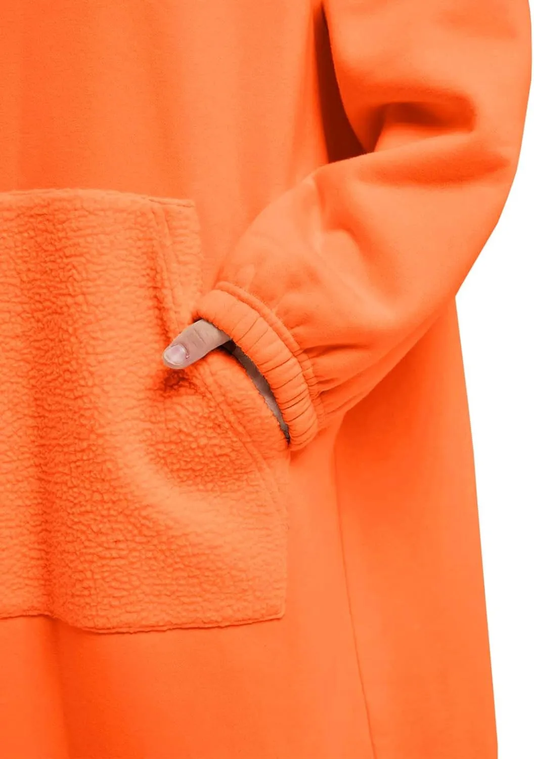 ReachMe Womens Oversized Long Fleece Sweatshirt Dresses Thickening Lounge Maxi Dress Plush Turtleneck Pullover Nightgowns