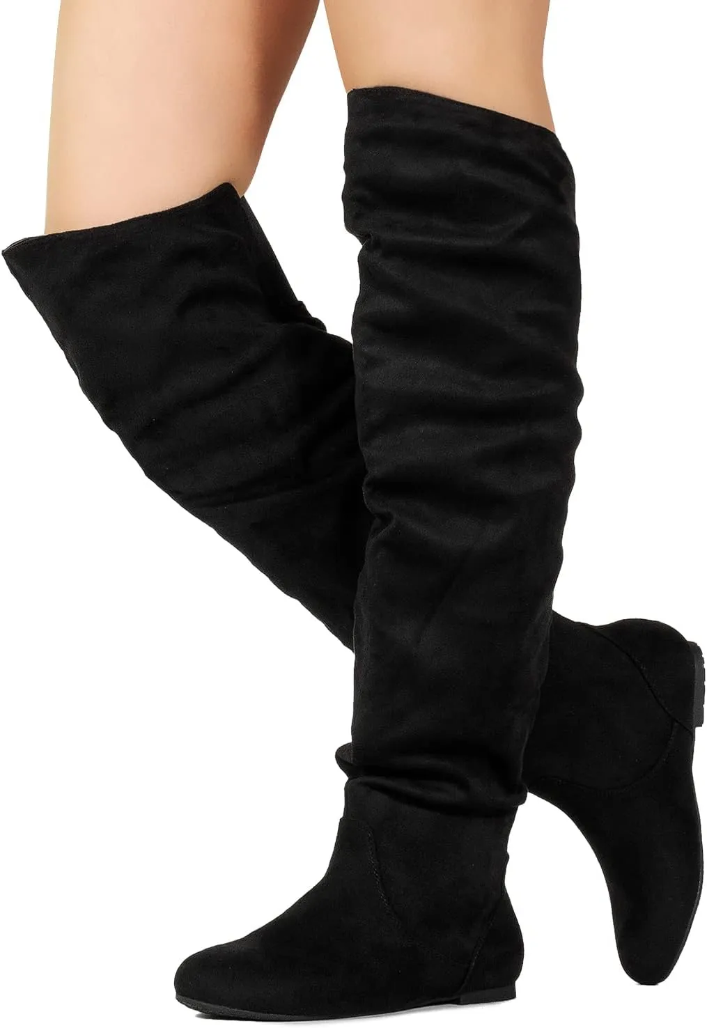 RF ROOM OF FASHION Women's Over The Knee Flat Heel Slouchy Boots (Available in Regular and Wide Calf)