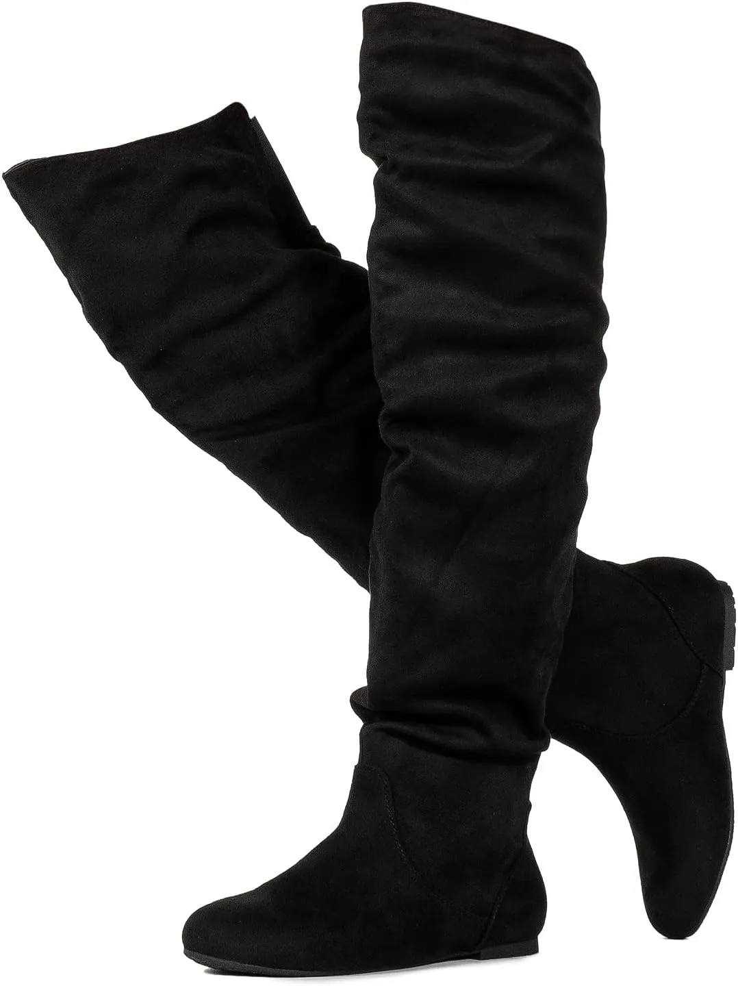RF ROOM OF FASHION Women's Over The Knee Flat Heel Slouchy Boots (Available in Regular and Wide Calf)
