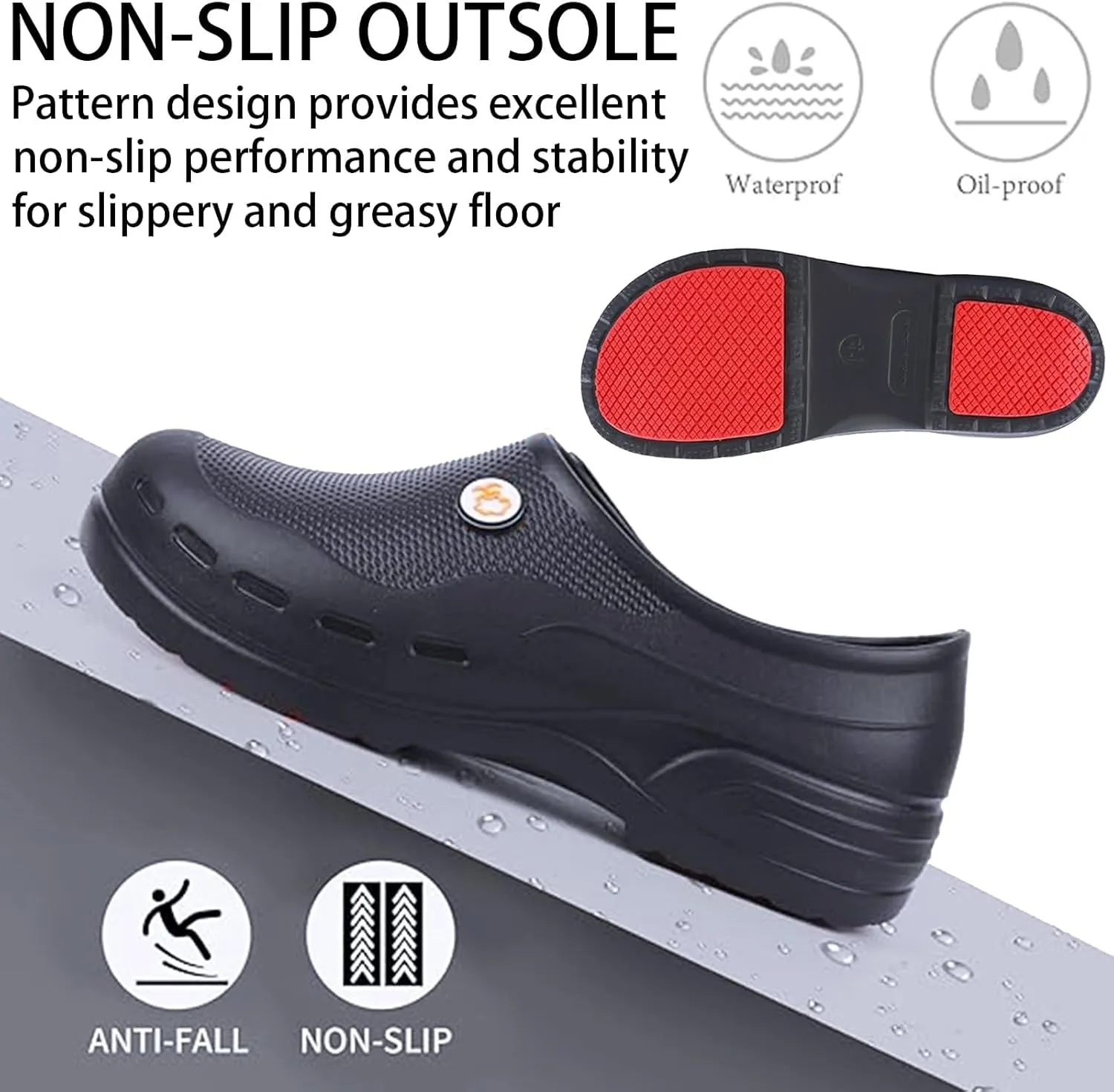 Slip Resistant Work Shoes for Men's and Women's Kitchen/Chef/Garden/Nurse Shoes Black Non Slip Clogs(7.5-11.5Men/8.5-12.5Women)