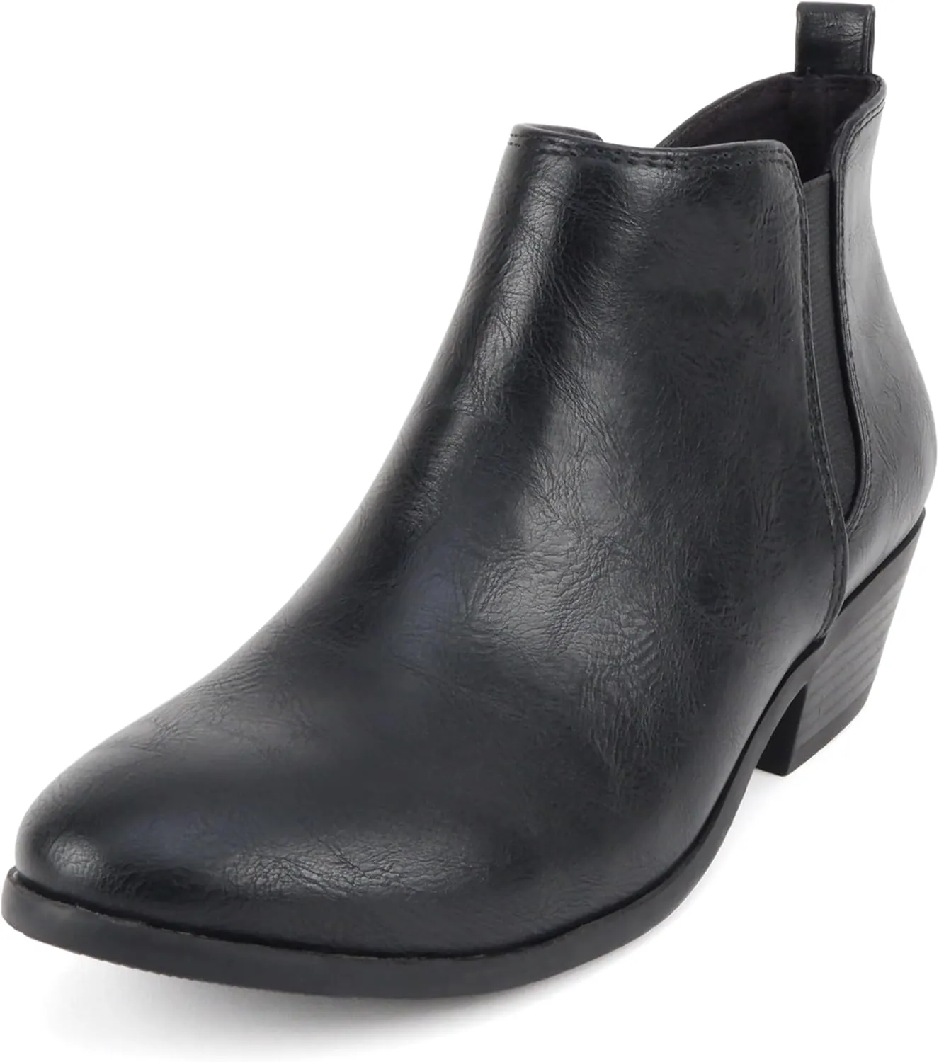 Soda CHARMER ~ Women Pointed Toe Elastic Gore Low Heel Ankle Bootie with Zipper Closure