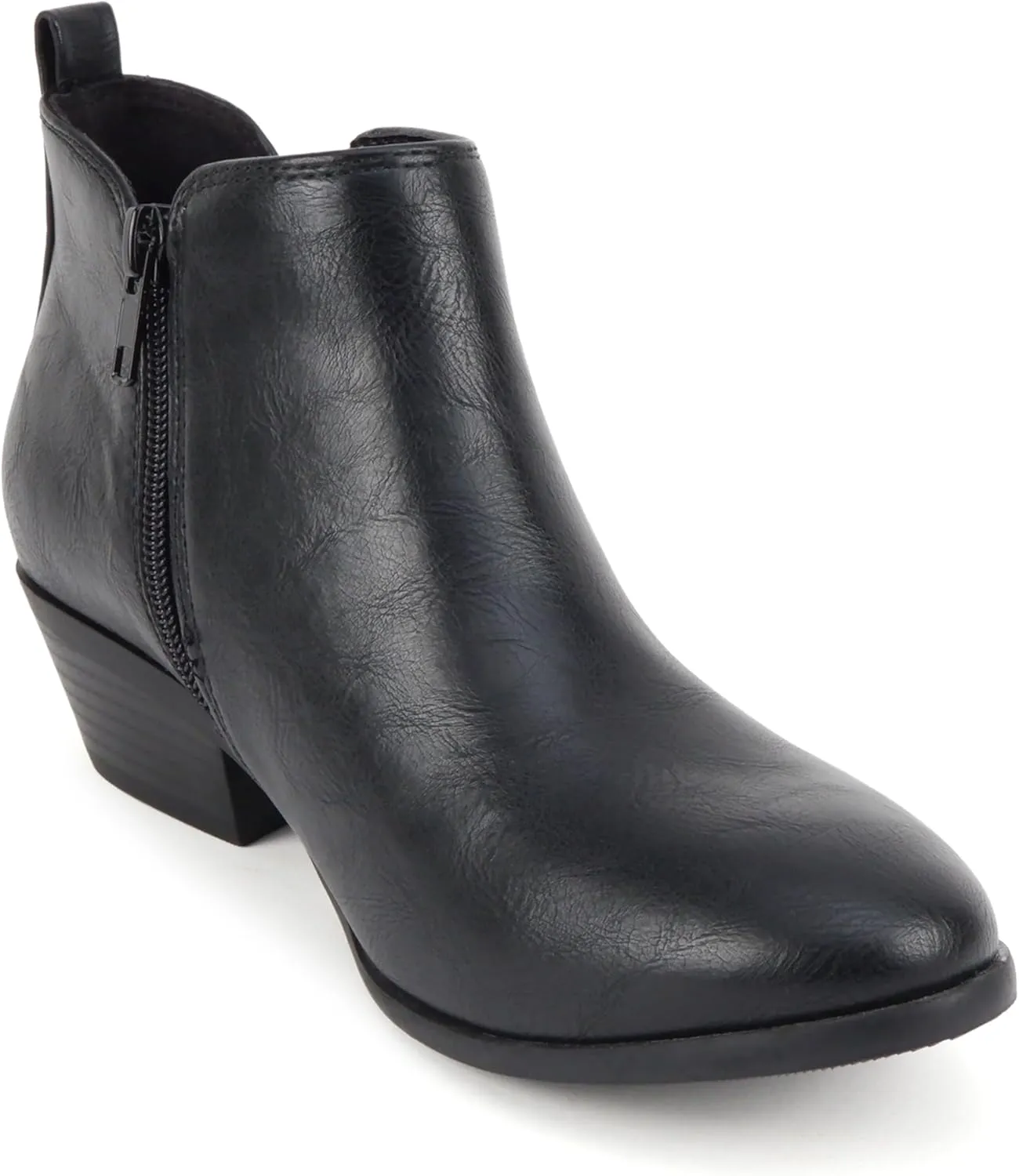 Soda CHARMER ~ Women Pointed Toe Elastic Gore Low Heel Ankle Bootie with Zipper Closure