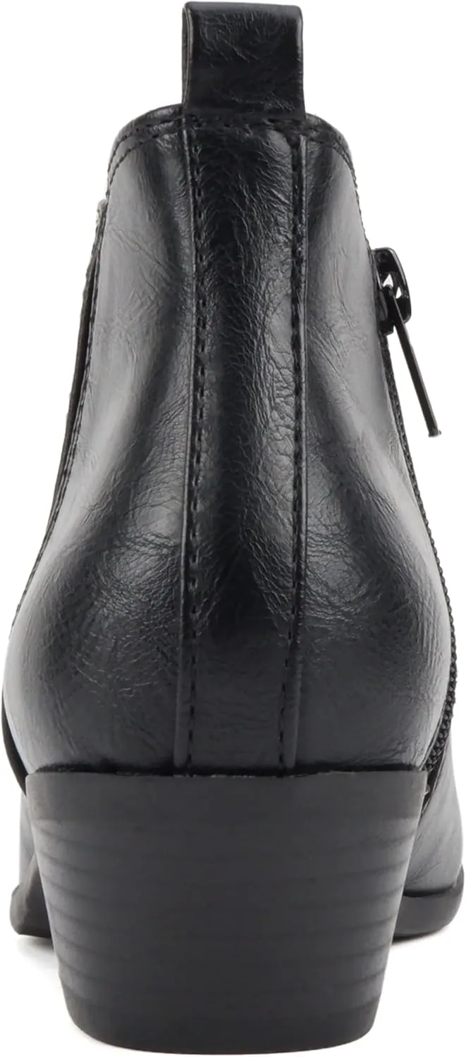 Soda CHARMER ~ Women Pointed Toe Elastic Gore Low Heel Ankle Bootie with Zipper Closure