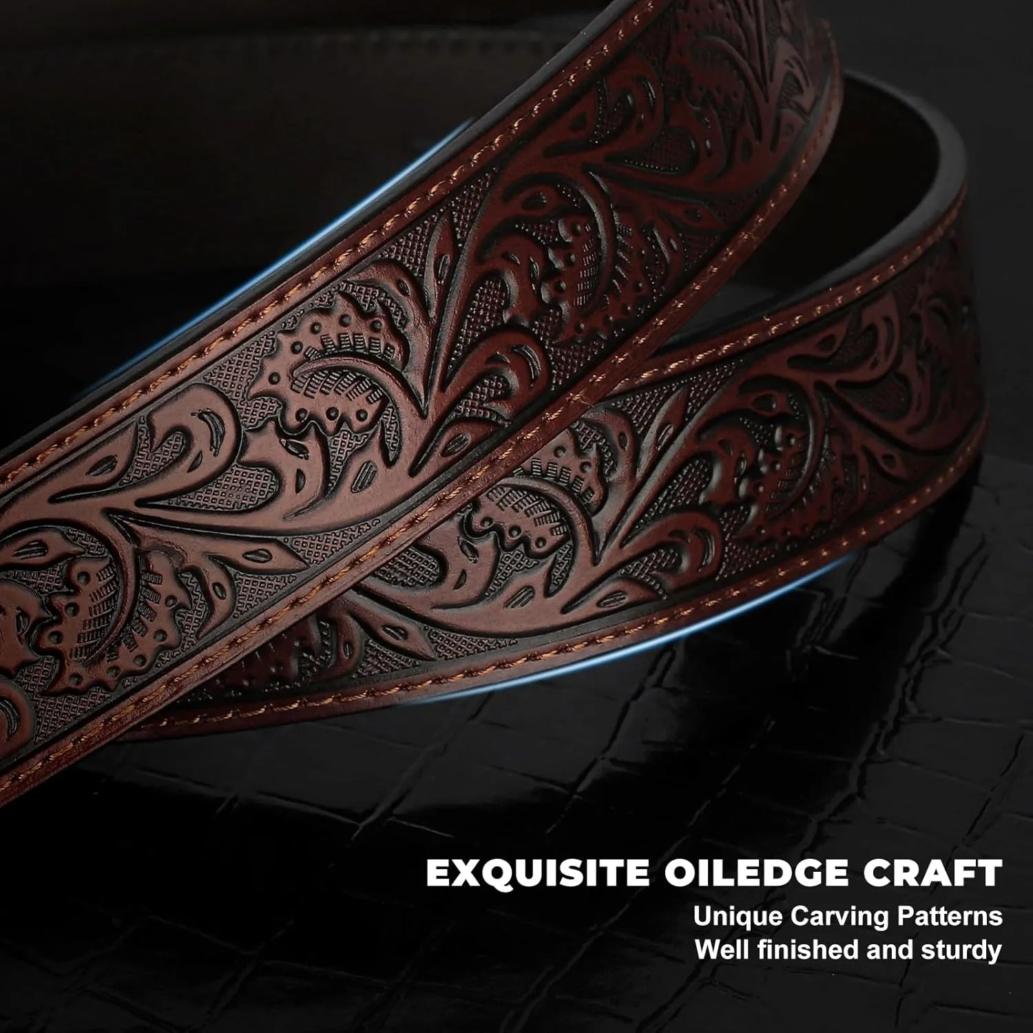 Western Leather Buckle Belt for Men Women Cowboy Cowgirl Mens Leather Belt for Jeans Christmas Men's Belt Gifts